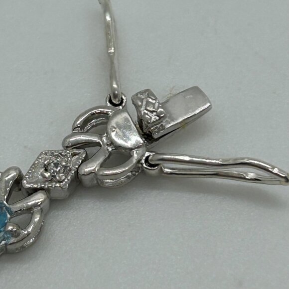 Sterling Silver Tennis Bracelet Blue Gemstones 6.5 " Vintage 1980 11.11grams - Picture 3 of 16